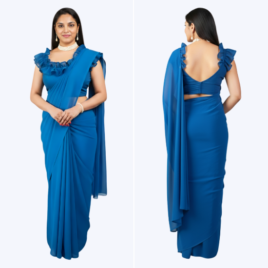 Ruffle Neck Saree