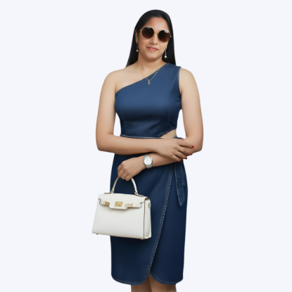 Picture of Melifloz One-Shoulder Denim Saree