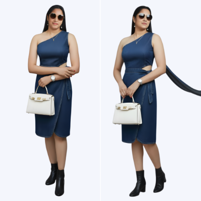 Picture of Melifloz One-Shoulder Denim Saree - copy