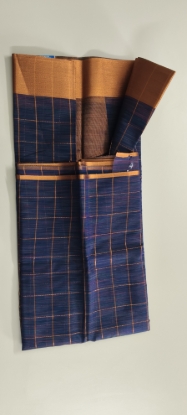 Picture of Chettinad Medium Checked Big Copper Zari Saree